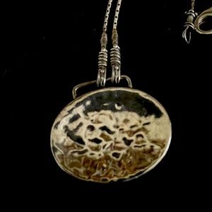 SILPADA NECKLACE, sterling silver, hammered oval pendant.